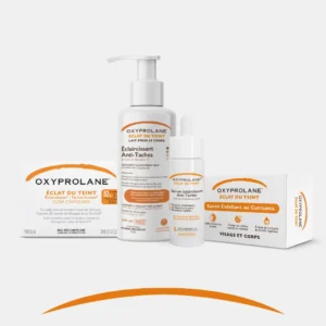 routine oxyprolane éclat du teint - complément, savon, sérum, lait